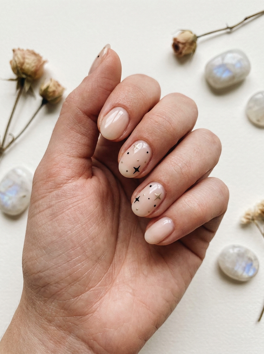 Witchy Stars Short Nails als Halloween Nails Kurz Inspiration 2026